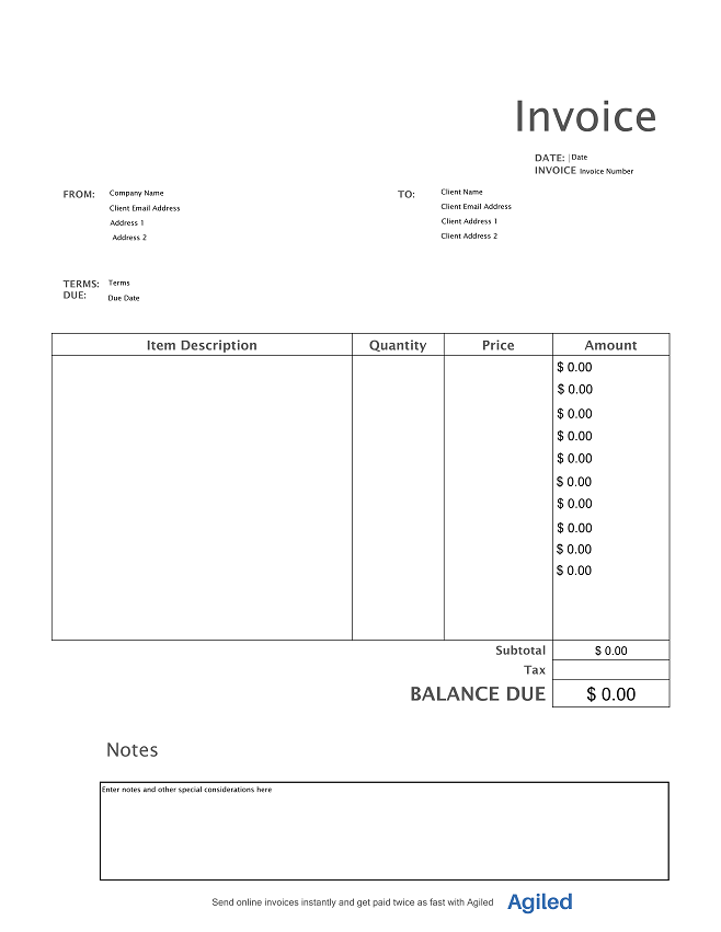 Free Videography Invoice Template Agiled Edit and Send
