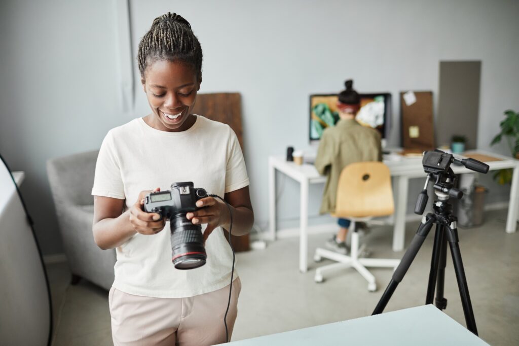 African American Female Photographer in Studio
